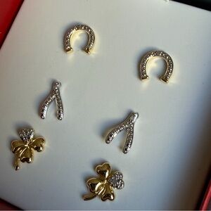 JTV White Diamond Accent 14k Yellow Gold Rhodium Over Brass Earrings